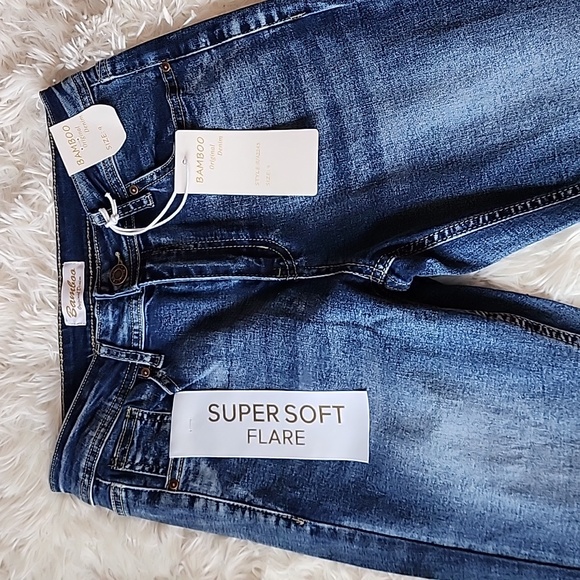 BAMBOO Denim - Bamboo Brand New Classic Women's Dark Blue Super Soft Flare Jeans